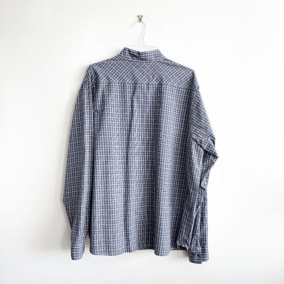 Wrangler Jeans Co. Mens Plaid Long Sleeve Cotton Button Up Shirt Navy Blue 2XL - Picture 2 of 7